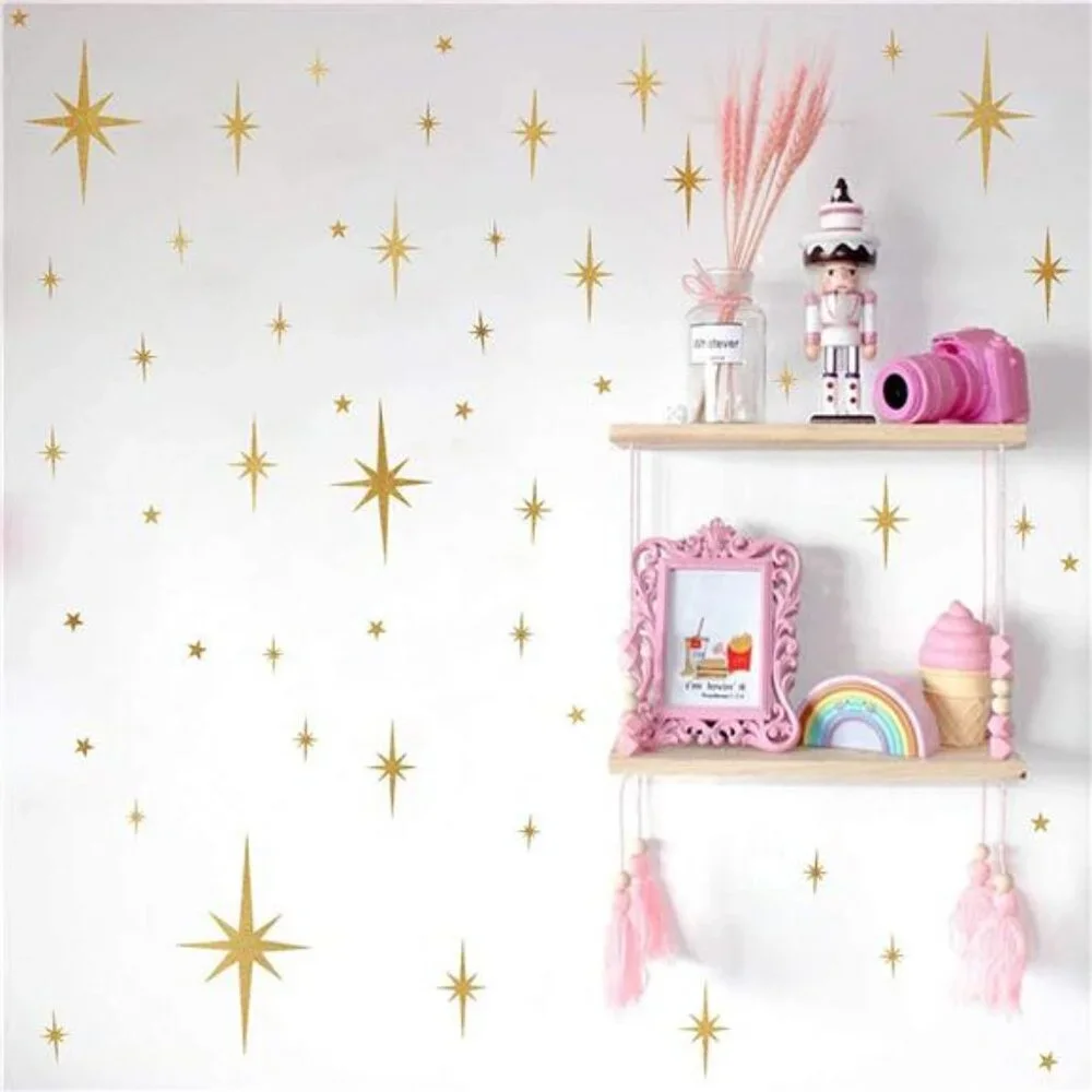 Star Wall Stickers Girls Room Wall Decals (116pcs) Sparkle Wall Sticker Stick